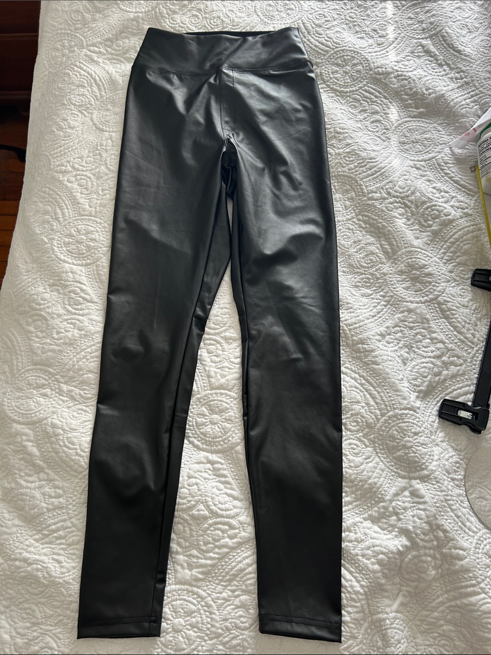 aerie Black Faux Leather High-Waist Leggings - Picture 7 of 9